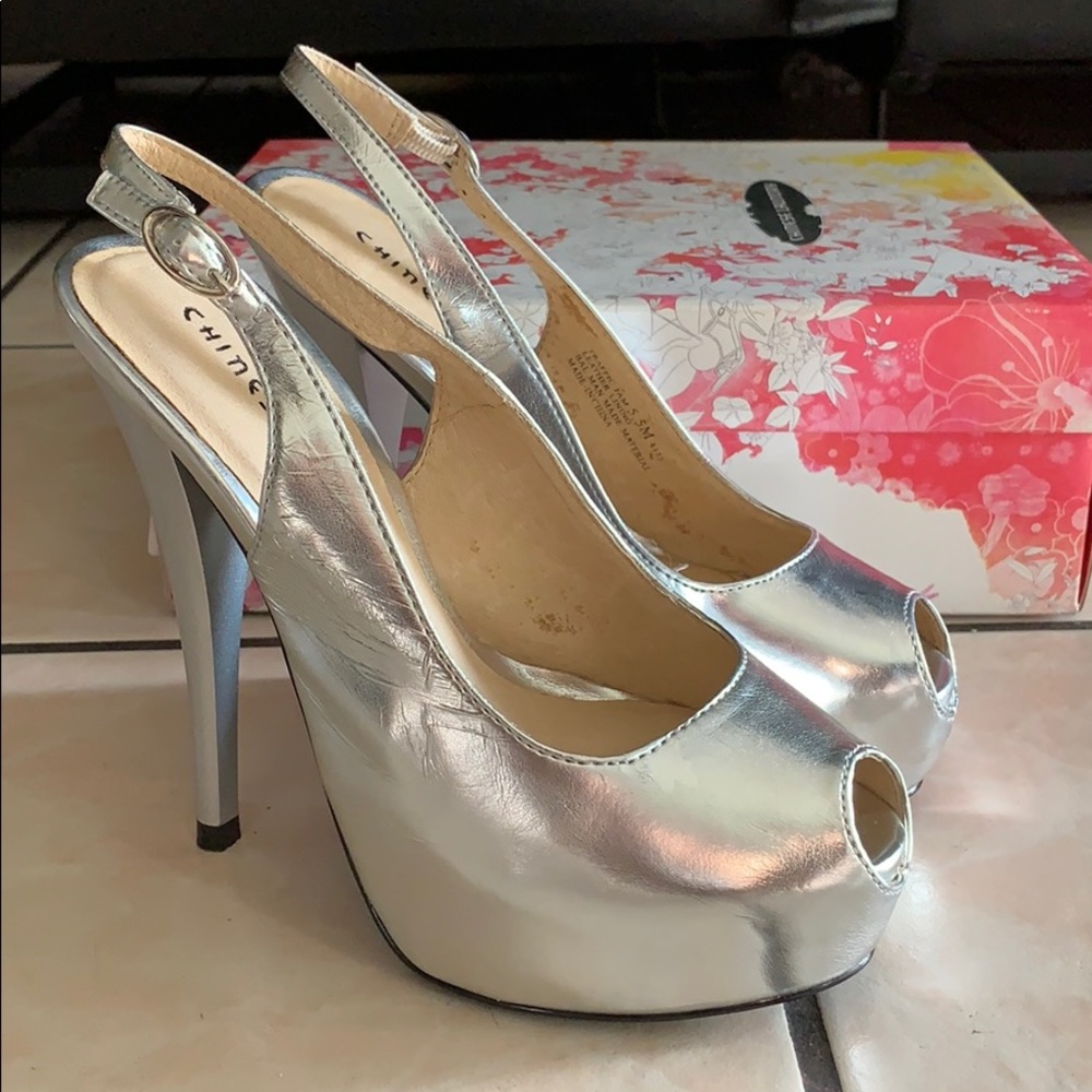 Chinese Laundry Silver Platform Heels